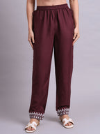 Joban Fashion Brown Cotton & Embroidery Work Kurta With Trousers & Dupatta Set | Grocsy