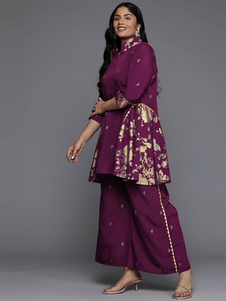 Ahalyaa Women's Traditional wear Co-ords - Purple | Grocsy