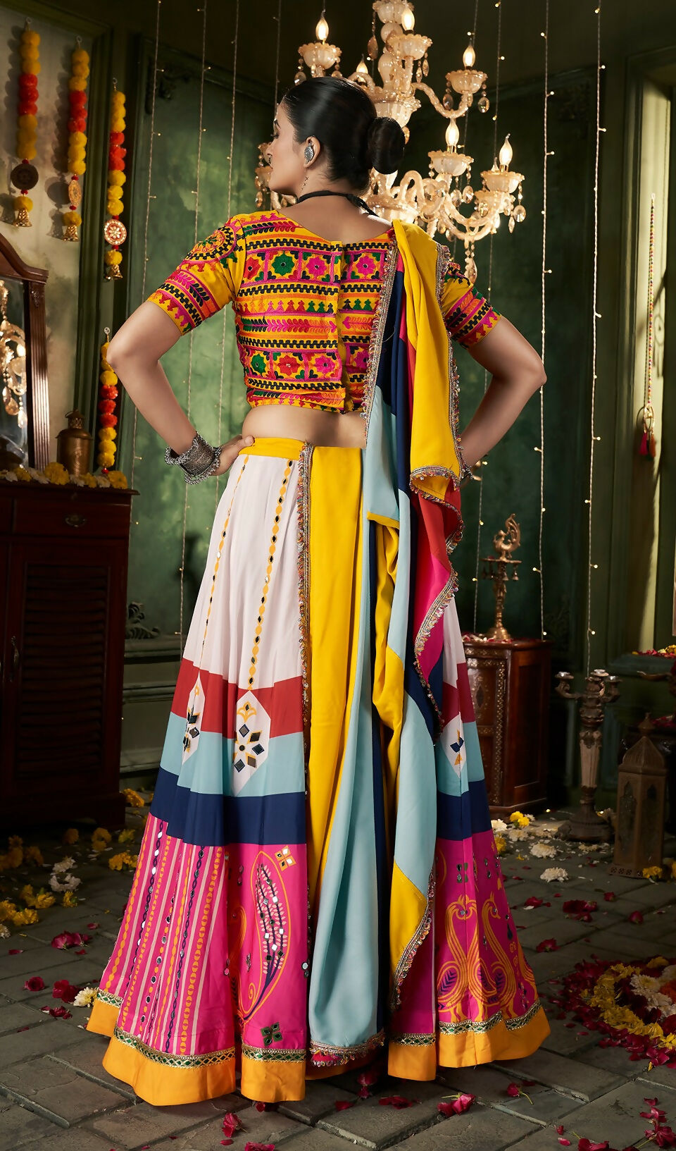 AI Fashion White Maslin Cotton Designer Navratri Lehenga Choli Collection | Grocsy