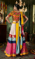 AI Fashion White Maslin Cotton Designer Navratri Lehenga Choli Collection | Grocsy