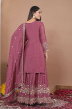 Teeya Creation Dark Onion Color Natural Crepe Silk Wedding Wear Trending Salwar Suit | Grocsy