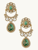 Nuyug 22K Gold-Plated Kundan Studded Faux Jasper Stone Necklace Set | Grocsy