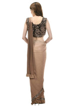 Mominos Fashion All Season Wear Camel Colour Shaded Ruffled Ready To Wear Saree | Grocsy