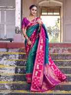 Shree Shyam Fashion Teal Soft Silk Saree | Grocsy