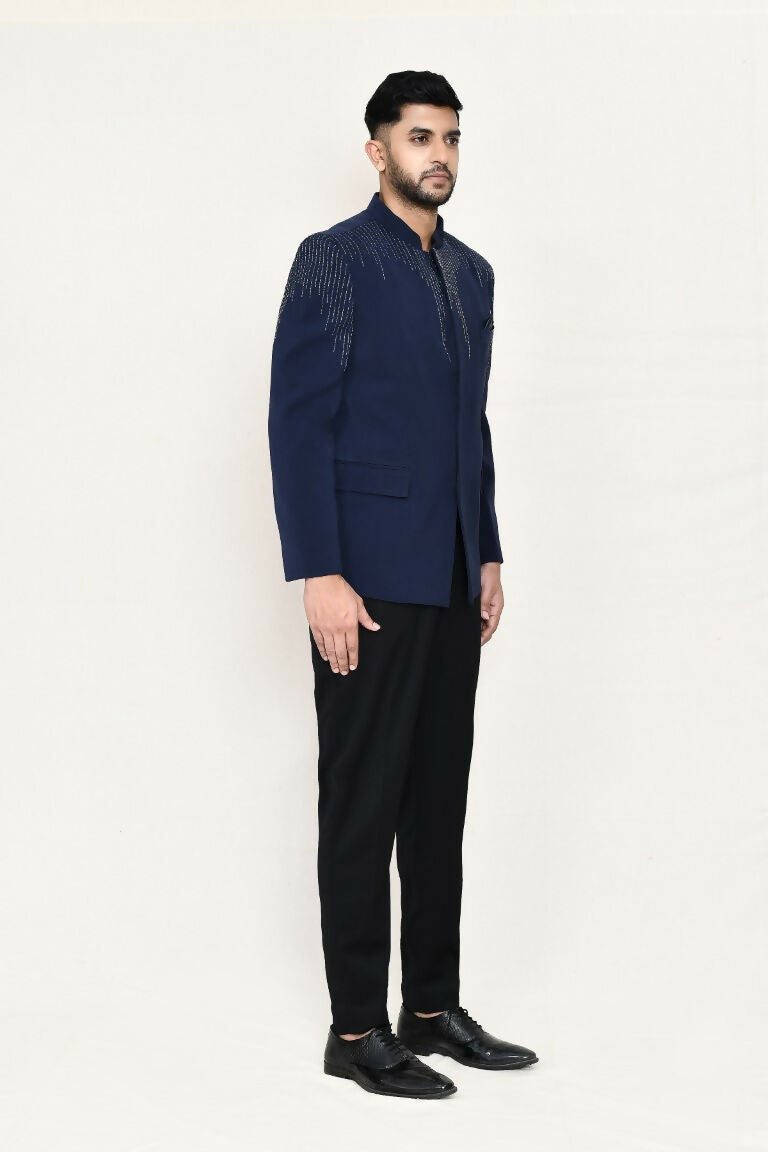 Joban Fashion Blue Colored Terry Rayon Fabric Prince Coat With Pant | Grocsy