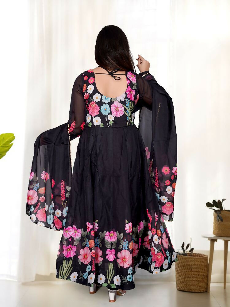 Joban Fashion Black Kurta Set Organza Sequin Embroidery Work | Grocsy
