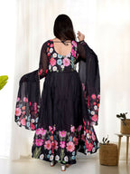 Joban Fashion Black Kurta Set Organza Sequin Embroidery Work | Grocsy