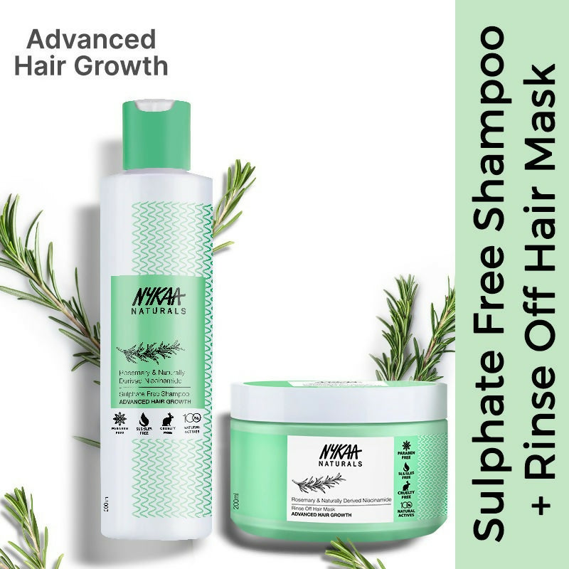 Nykaa Naturals Rosemary & Naturally Derived Niacinamide Shampoo + Mask Hair Growth | Grocsy