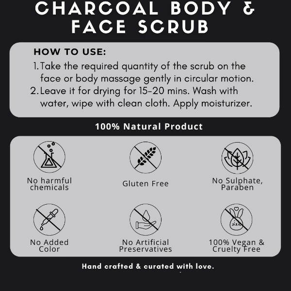 Organicos Charcoal Face & Body Scrub | Grocsy