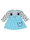 NammaBaby Baby Girl's A-Line Mini Frock Dress - Blue Grey | Grocsy