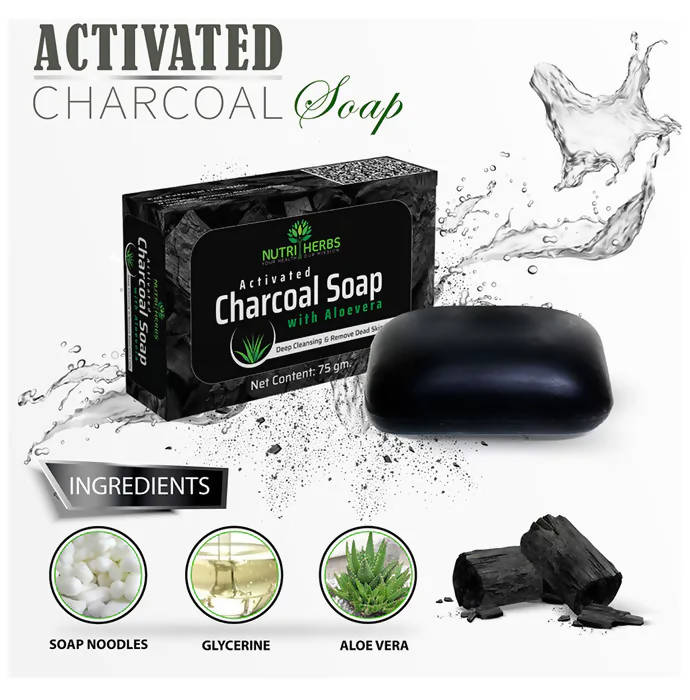 Nutriherbs Aloevera Activated Charcoal Soap | Grocsy