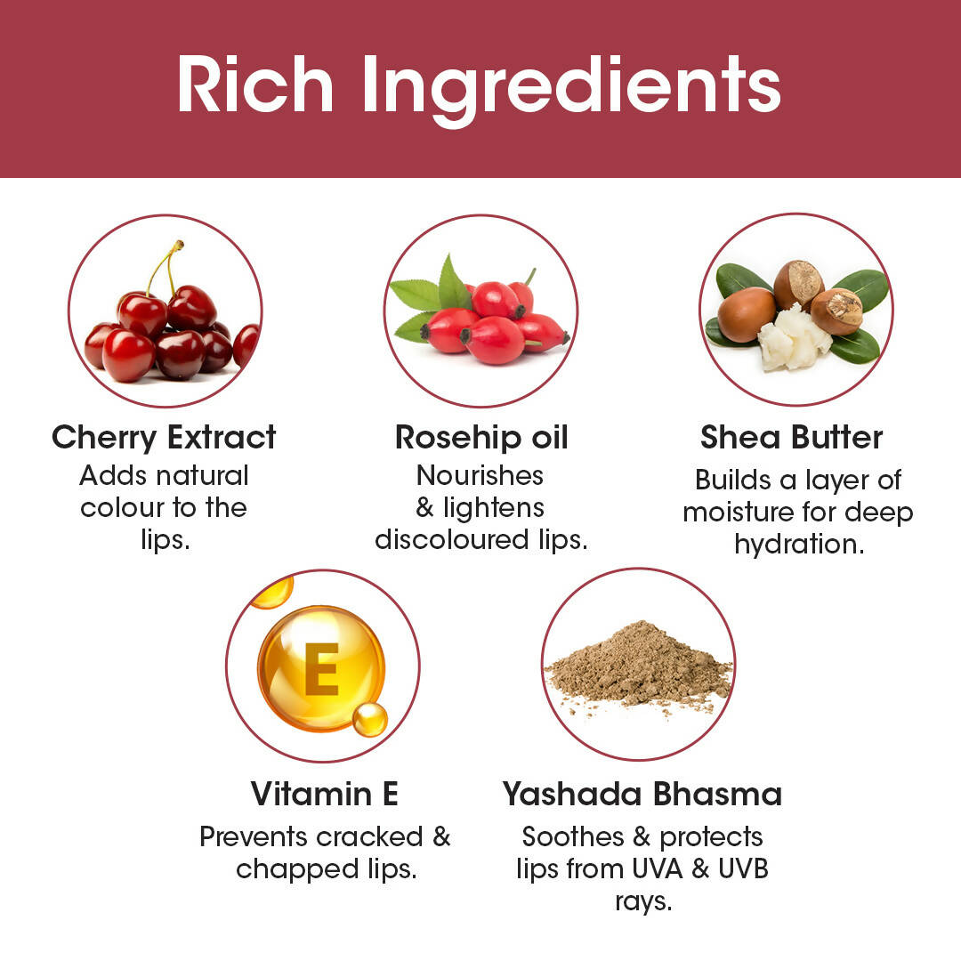 TAC - The Ayurveda Co. Tinted Cherry & Roship Vegan Lip Balm | Grocsy