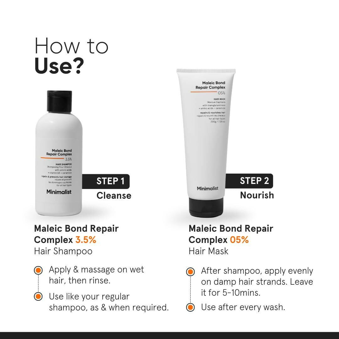 Minimalist Maleic Bond Repair Complex Shampoo & Hair Mask Combo | Grocsy