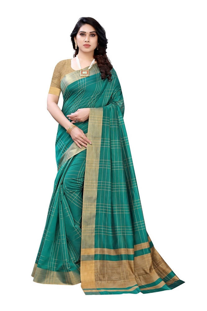 Vamika Green Cotton Silk Weaving Saree (Anaya Green) | Grocsy