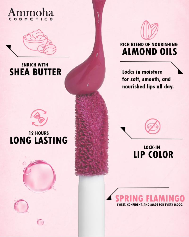 Ammoha Cosmetics Long-Lasting, Matte-Finished Spring Flamingo Color Liquid Lipstick | Grocsy