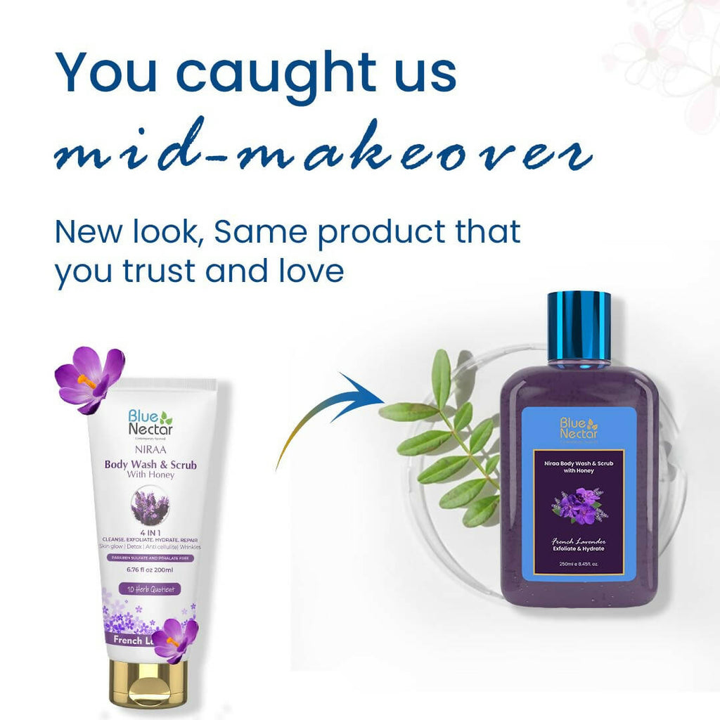 Blue Nectar Niraa Body Wash & Scrub with Honey - French Lavender | Grocsy