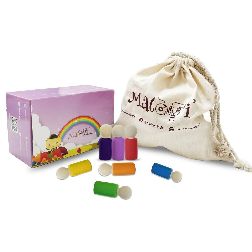 Matoyi Wooden Rainbow Peg 7 Dolls Set | Grocsy