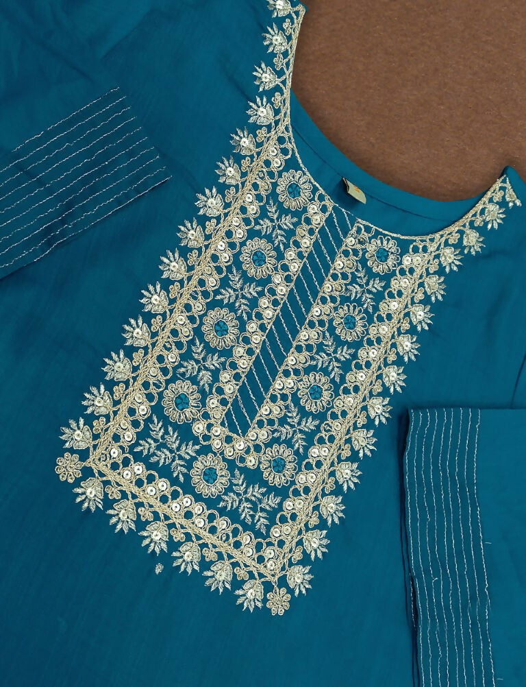 Partywear Designer Firozy Rayon Slub Stitched Suit With Dupatta - Tanisha | Grocsy