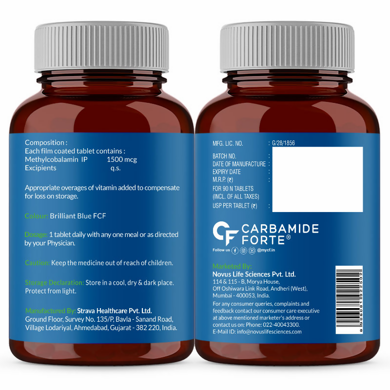 Carbamide Forte Methylcobalamin 500mcg Vitamin B12 Tablets | Grocsy