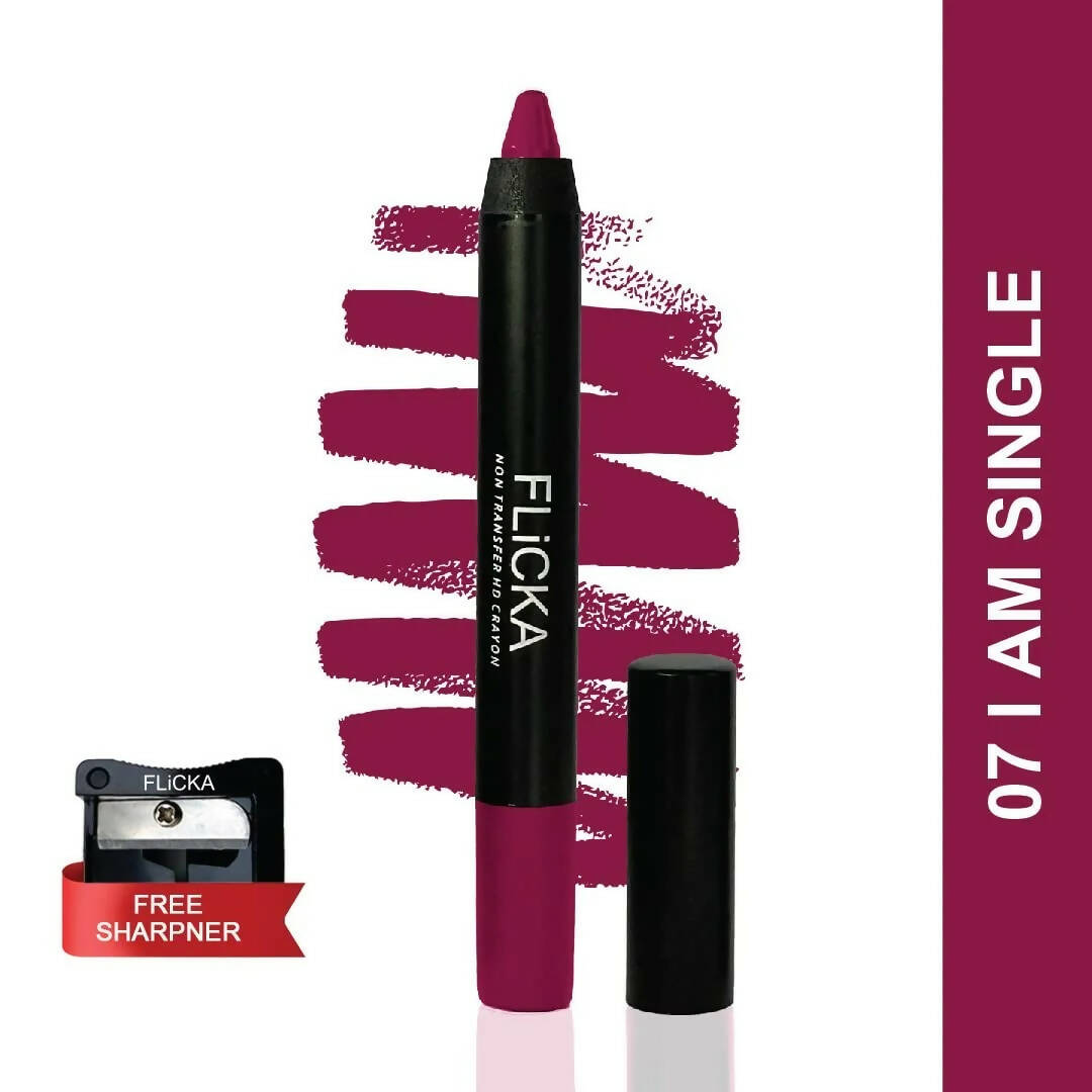FLiCKA Lasting Lipsence Crayon Lipstick 07 I Am Single - Purple | Grocsy
