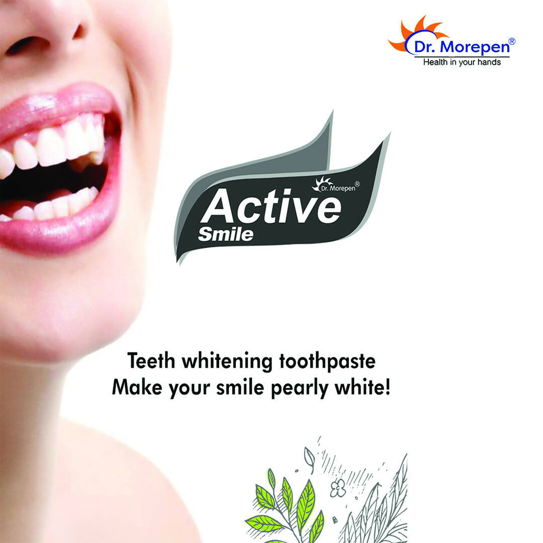 Dr. Morepen Active Smile Charcoal Toothpaste with Bamboo Brush | Grocsy