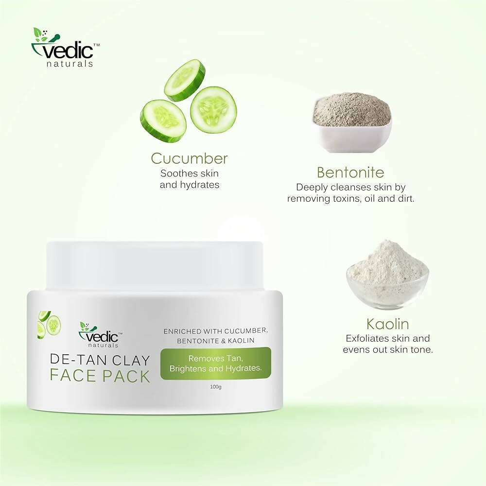 Vedic Naturals De Tan Clay Face Wash | Grocsy