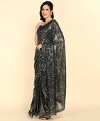Dishitha Creation Indian Women's Designer Georgette Sequence Saree - Black | Grocsy