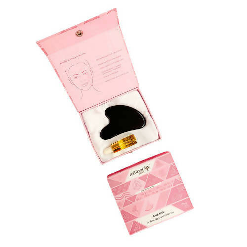 Natural Vibes Black Obsidian Face Gua Sha with Free Gold Beauty Elixir Oil | Grocsy