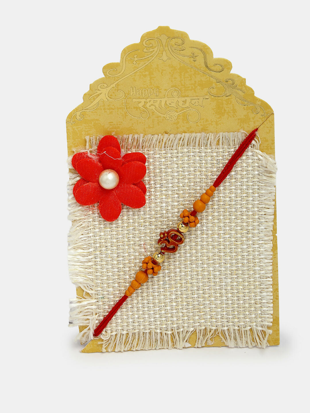 NVR Men Set of 2 Gold-Toned Ganesha Stone-Studded Rakhi With Roli Chawal & Chocolate | Grocsy