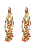 Mominos Fashion Johar Kamal Triple Circle White With Red Big Size Earrings | Grocsy
