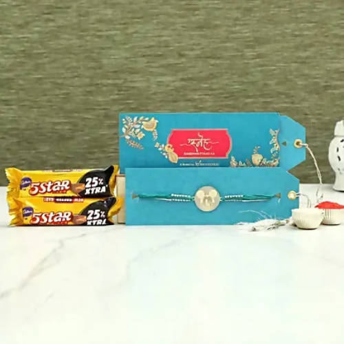 Cute Mickey Metal Rakhi & Five Star Chocolates | Grocsy