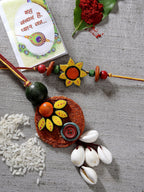 NVR Women & Men Set of 2 Multicolor Sea Shell Handcrafted Bhaiya Bhabhi Rakhi With Roli Chawal & Chocolate | Grocsy