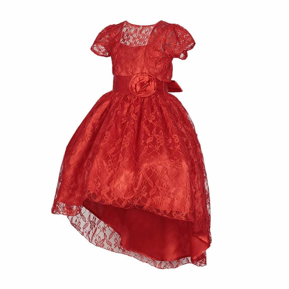 Asmaani Baby Girl's Red Colour Satin A-Line Maxi Full Length Dress (AS-DRESS-22157) | Grocsy