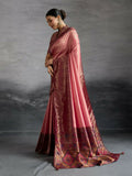 PR Fashion Peach Kanjivaram Soft Silk Kadiyal Pattern Double Zari Woven Patta, Meenakari Woven Pallu Saree | Grocsy