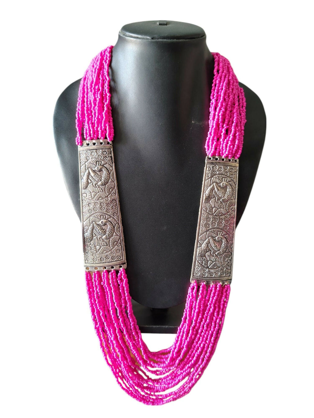 Inhanns Saree Shobha Statement Necklace - Pink Necklace | Grocsy