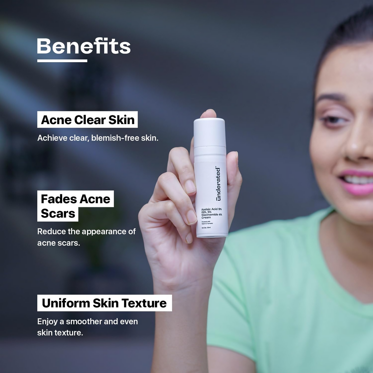 Underated Azelaic Acid 9% Gdl 5% Niacinamide 4% Cream Powered With Neem And Turmeric | Grocsy