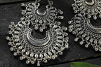 Mominos Fashion Johar Kamal Silver-Plated Chandbali Earrings For Women