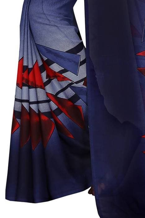Vamika Navy Georgette Printed Contemporary Saree (SKODA NAVY) | Grocsy