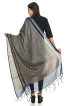 Mominos Fashion Moeza Handloom Cotton Navy Blue Dupatta For Women | Grocsy