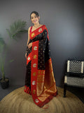 Joban Fashion Maroon Butti Banarasi Silk Sarees | Grocsy