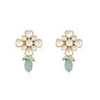 Nuyug 22K Gold Plated Kundan Paradise Green Studs | Grocsy