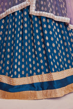 Teal Blue Zari Weaving Work Georgette Banarasi Lehenga Choli - Jihu Culture | Grocsy