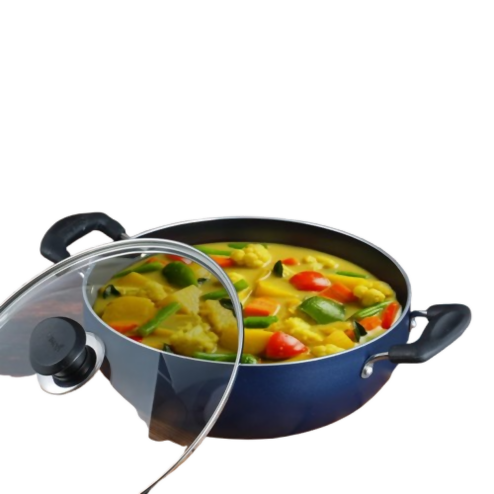 Vinod Zest Non-Stick Deep Kadai with Lid - Induction | Grocsy