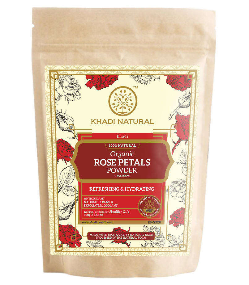 Khadi Natural Organic Rose Petals Powder | Grocsy