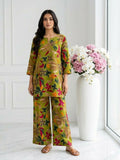 Teeya Creation Women New Latest Green Floral Printed Crepe Kurta with Palazzos Set | Grocsy