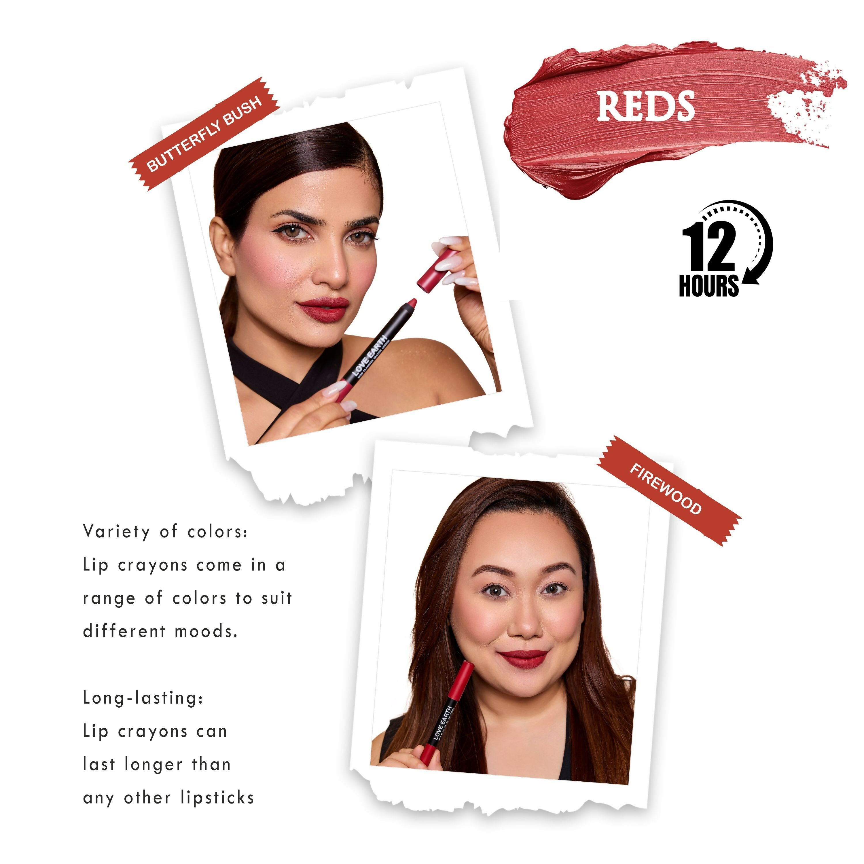 Love Earth Lip Crayon Non-Transfer Lipstick - Reds | Grocsy