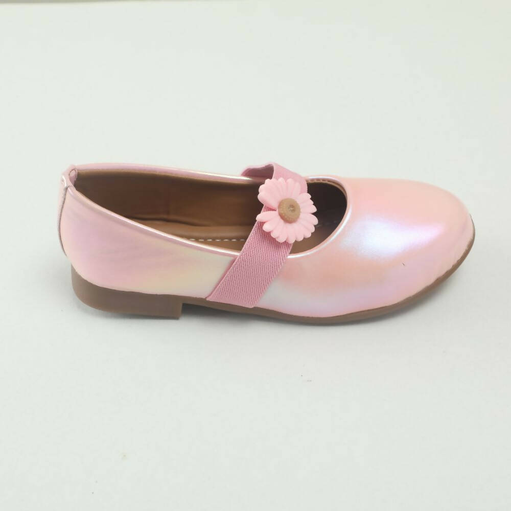 Tiny Bugs Girls Flower Embellished Ballerinas - Pink | Grocsy