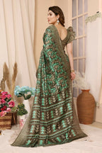 Aafreen Partywear Designer Green Khadi Fancy Saree | Grocsy