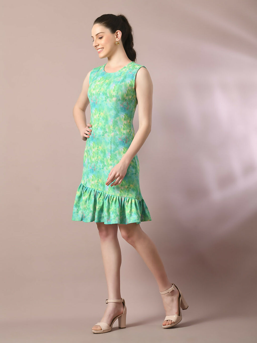 Myshka Women's Multi Printed Round Neck Fit and Flare Party Dress | Grocsy