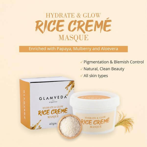 Glamveda Hydrate & Glow Rice Creme' Masque | Grocsy